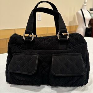 Vera Bradley black cargo microfiber satchel